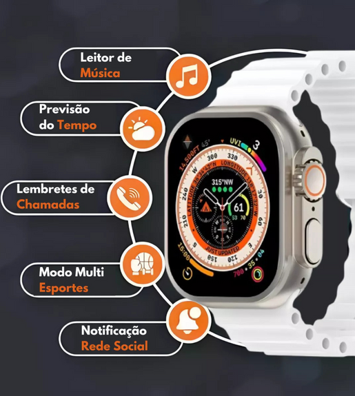 Smartwatch Ultra 9 - 49mm c/ 7 Pulseiras