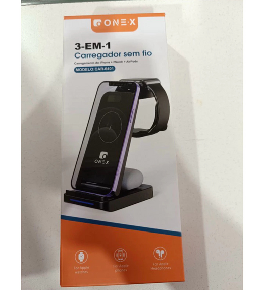 Carregador wireless por indução 3em1 onex