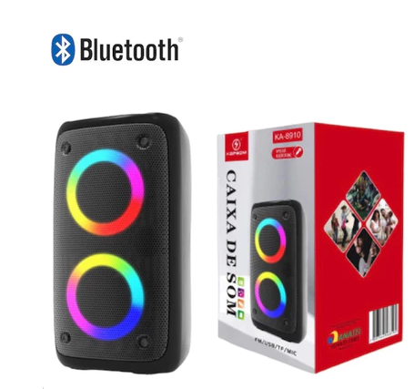 CAIXA DE SOM PORTÁTIL BLUETOOTH GRANDE COM LED RGB LUZES