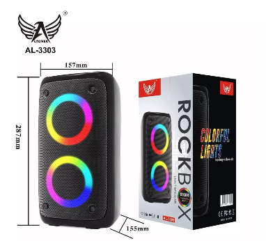 CAIXA DE SOM PORTÁTIL BLUETOOTH GRANDE COM LED RGB LUZES